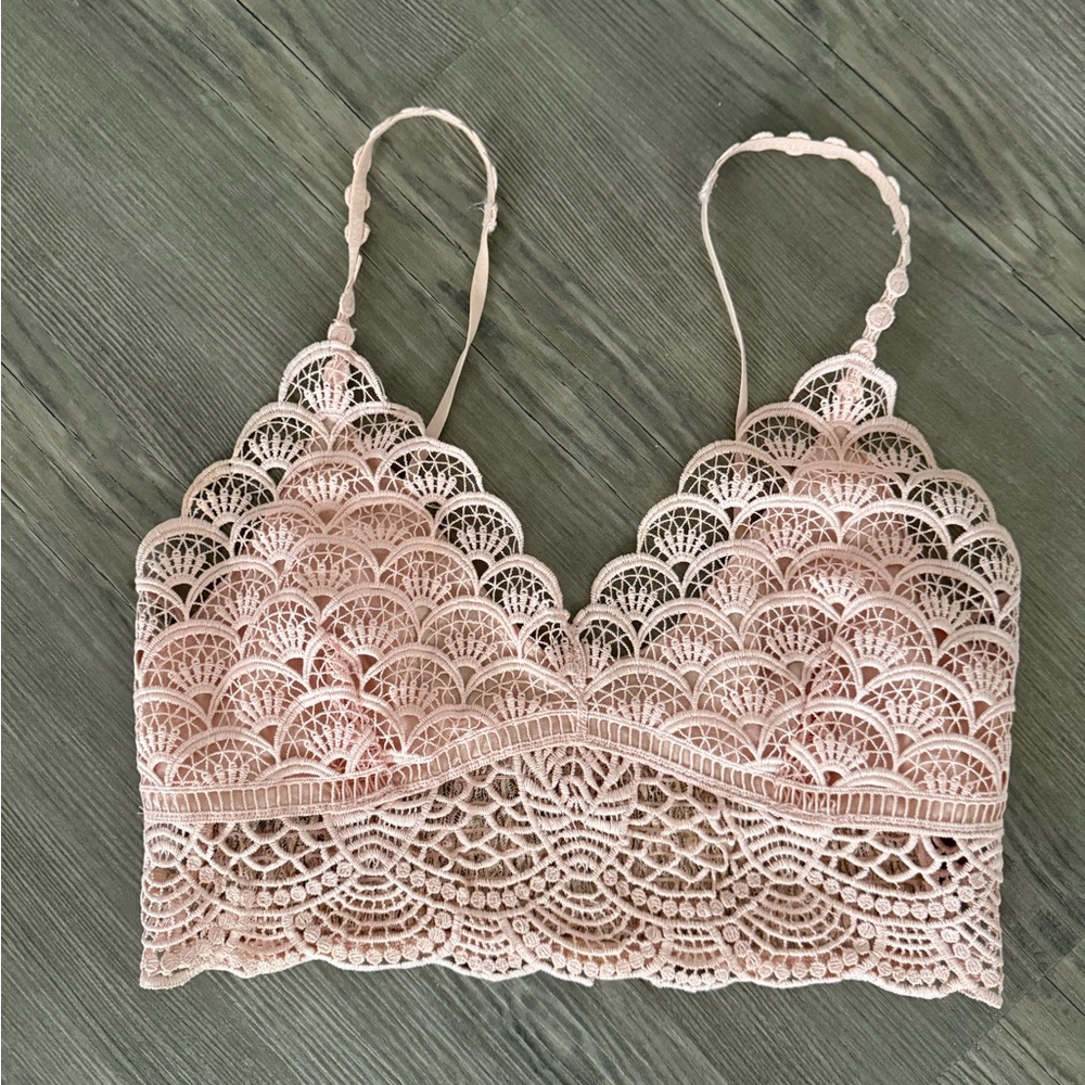 Free People Lace Bandeau in Light Pink